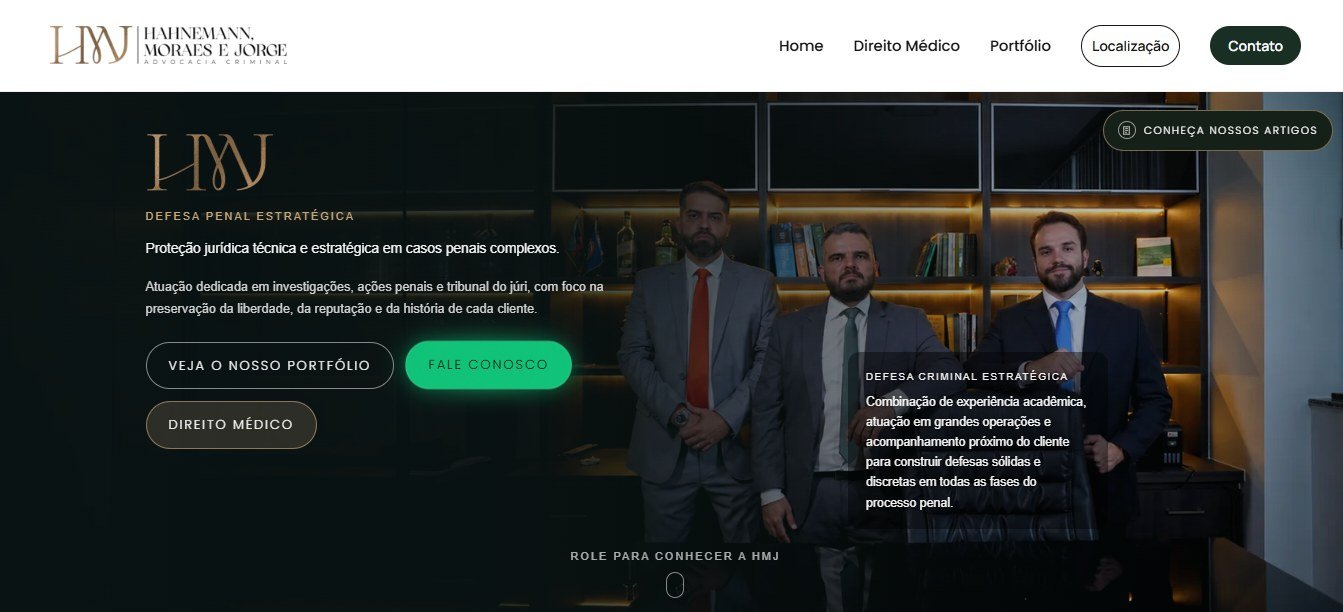 Página inicial do site da HMJ Advocacia Criminal